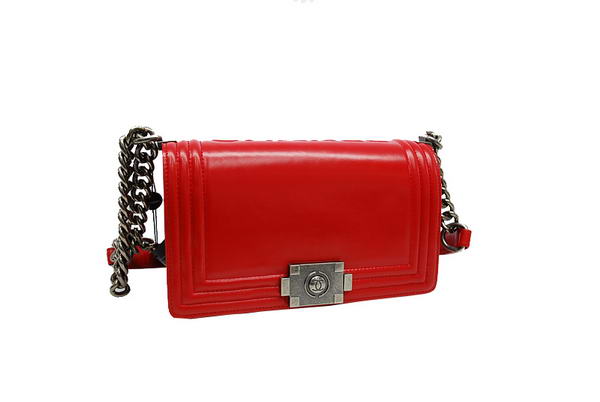 7A Chanel A30157 Red Calfskin mini Le Boy Flap Shoulder Bag Silver Hardware Online